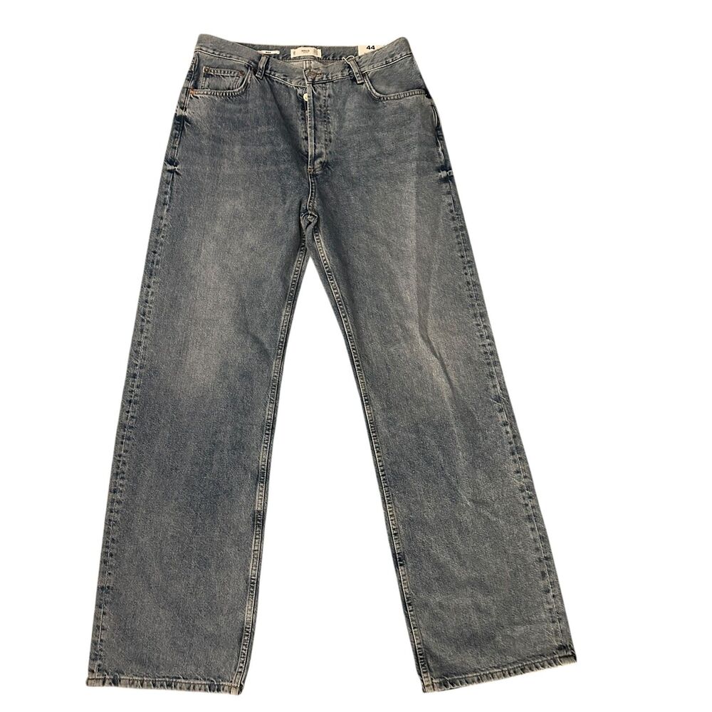 MNG Mango Medium Wash Kaia Button‎ Fly Wide Leg High Waist Jeans 44 NWT